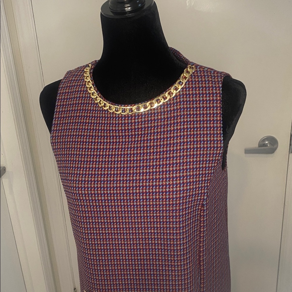 Purple Houndstooth sleeveless Lined Sheath Midi Dress by Tristan Size Small - Picture 4 of 17